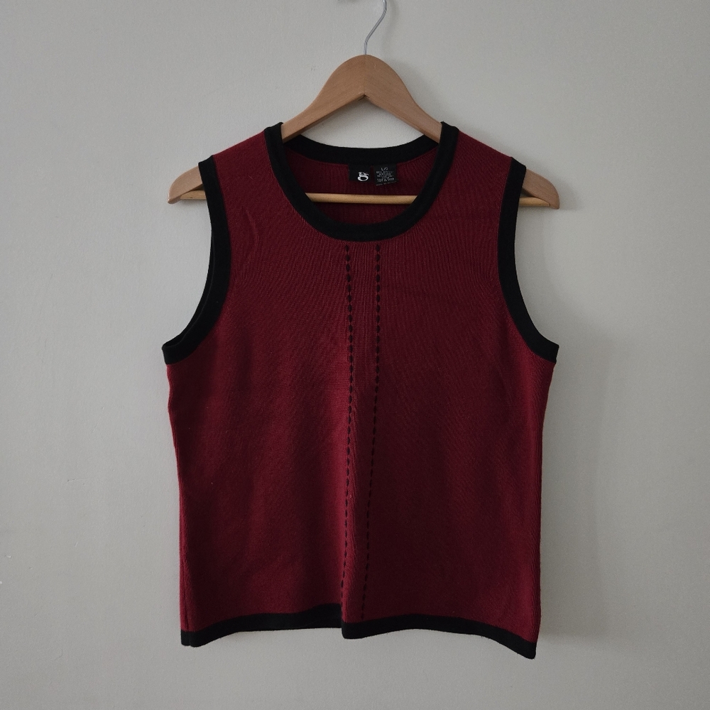 G brand vintage retro style Knit Stylish Burgundy Sleeveless sweater Top large